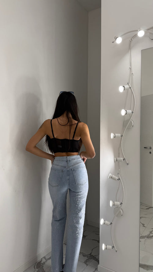 Jeans Shine Asimmetrico Palazzo