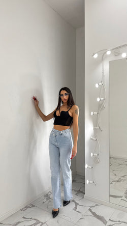 Jeans Shine Asimmetrico Palazzo