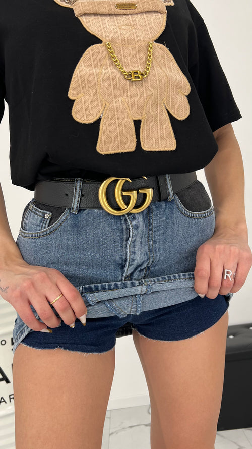 Gonna in jeans bicolor con shorts cucito