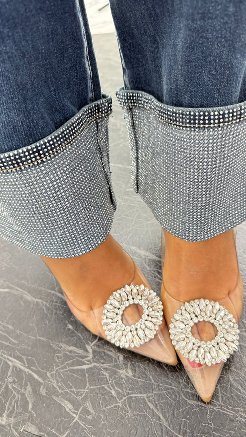 Jeans Palazzo Risvolto Shine