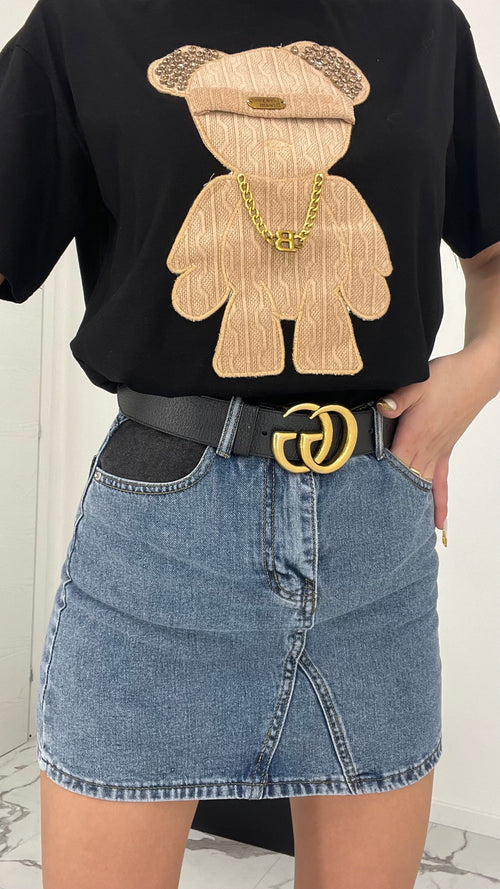 Gonna in jeans bicolor con shorts cucito