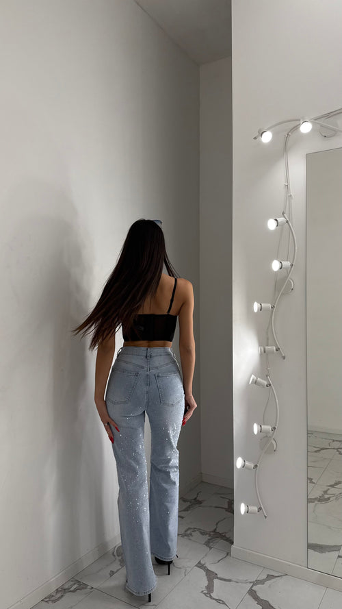 Jeans Shine Asimmetrico Palazzo
