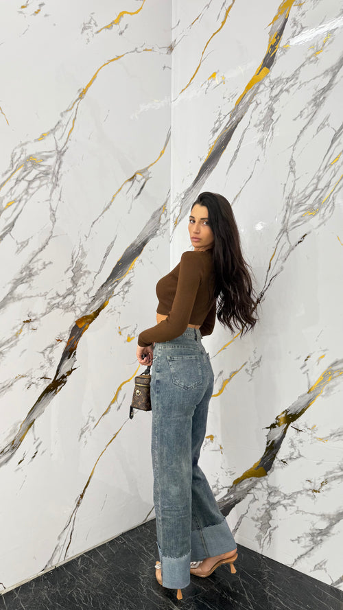 Jeans Risvolto Brillant