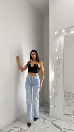 Jeans Shine Asimmetrico Palazzo