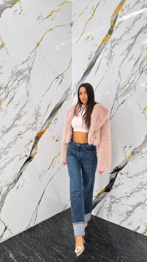 Jeans Palazzo Risvolto Shine