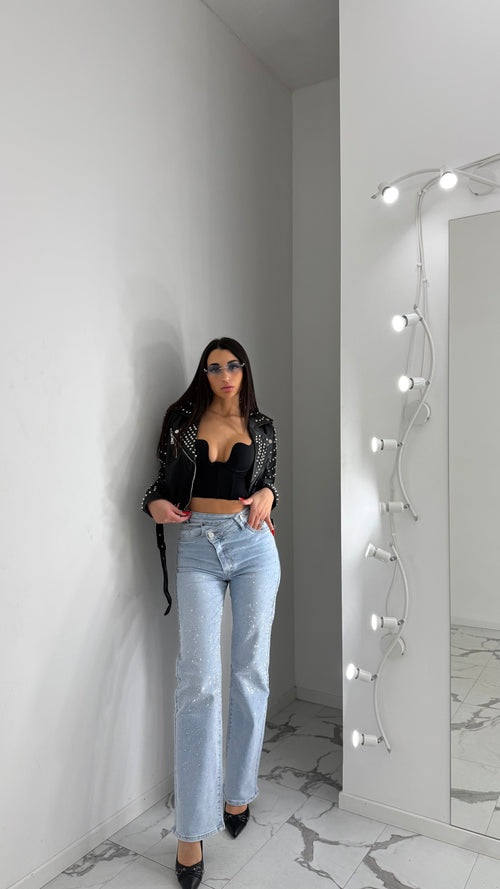 Jeans Shine Asimmetrico Palazzo