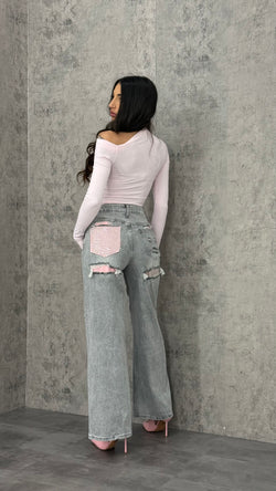 Jeans Pink Diamond Black