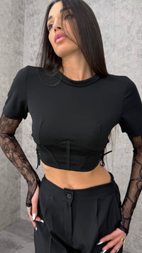 T-Shirt Crop Pizzo - 2 colori - 2