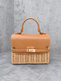 Borsa Lucchetto Paglia Marrone - 1