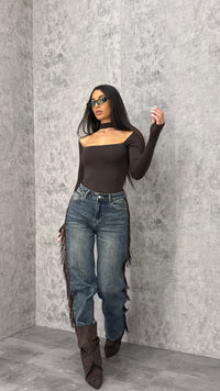 Jeans Brown Fringes - 5