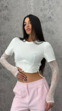 T-Shirt Crop Pizzo - 2 colori - 3