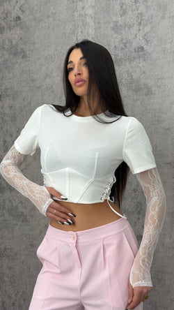 T-Shirt Crop Pizzo - 2 colori