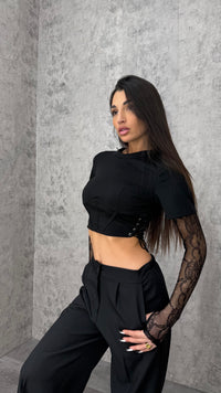 T-Shirt Crop Pizzo - 2 colori - 1